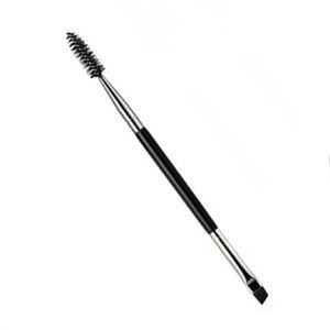 Brow and Lash Dual-End Brush with Spoolie and Flat Slanted Brushes